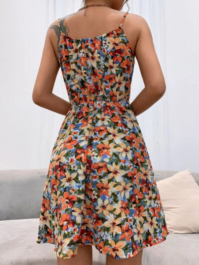 Summer Elegant Sleeveless Dress Pullover Print Elastic Waist Suspender Skirt - Image 15