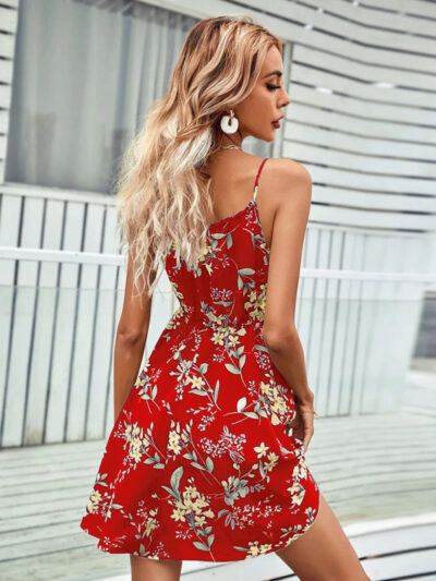 Summer Elegant Sleeveless Dress Pullover Print Elastic Waist Suspender Skirt - Image 12