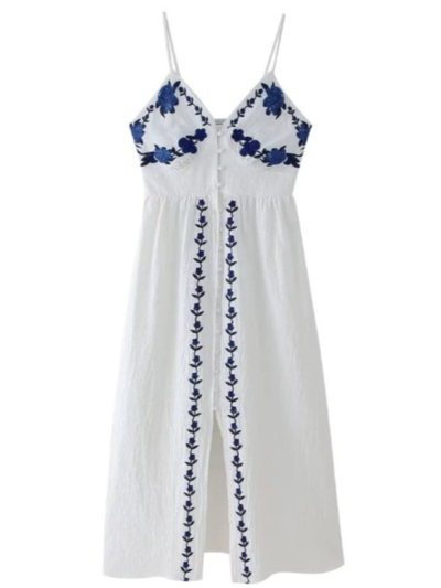 Fashion Embroidered Suspender Dress - Image 5