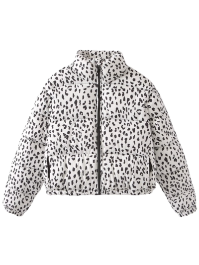 Fashionable animal print stand collar cotton jacket