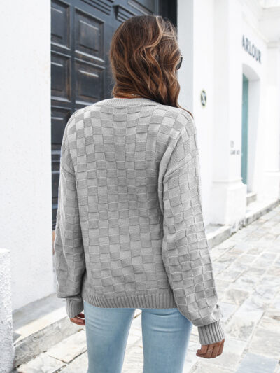 Women's three-dimensional Plaid loose sweater - Image 13