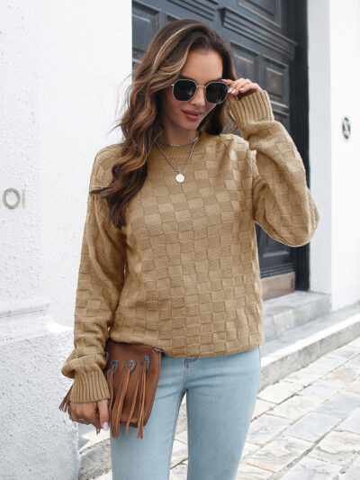 Women's three-dimensional Plaid loose sweater - Image 8