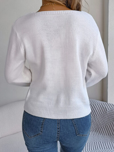 Casual square neck twist lantern sleeve pullover sweater - Image 9