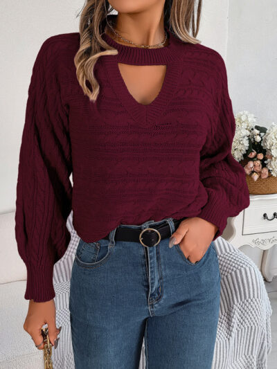 Casual hollow twist long-sleeved pullover sweater - Image 4