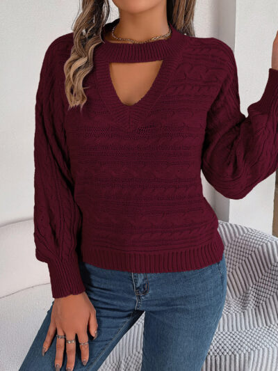 Casual hollow twist long-sleeved pullover sweater - Image 6