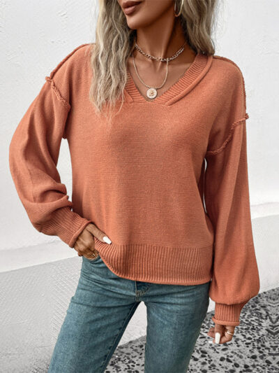 Women's long sleeve solid color sweater - Image 5