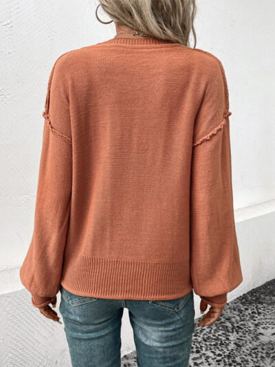 Women's long sleeve solid color sweater - Image 3