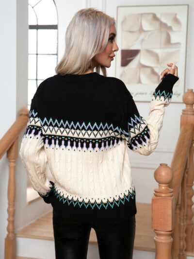 Style putti cable twist retro long-sleeved knitted pullover sweater - Image 2