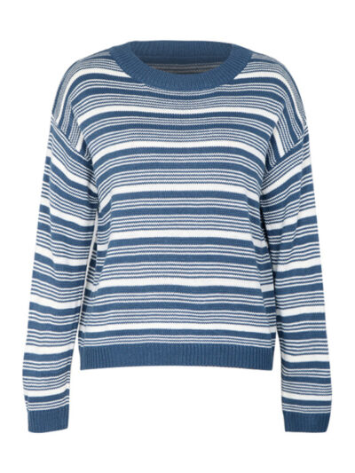 Women's round neck long sleeve striped sweater - Image 3