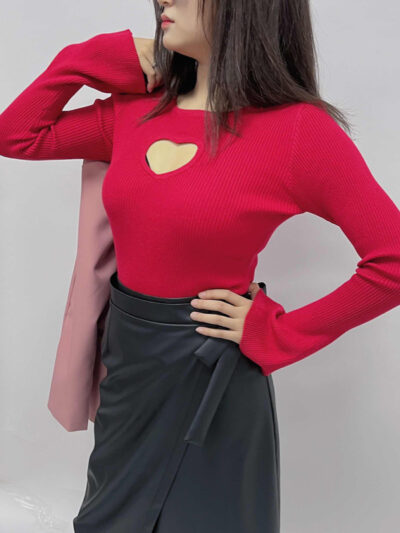 Women's Hollow Round Neck Bell Sleeve Knitted Top - Image 9