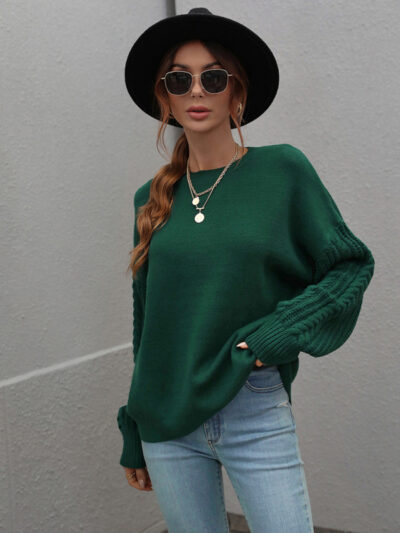 Women's Long Sleeve Thick Knitted Round Neck Twist Rope Top Sweater - Image 23