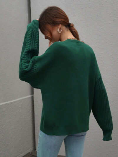 Women's Long Sleeve Thick Knitted Round Neck Twist Rope Top Sweater - Image 24