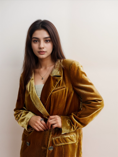 Golden Velvet Jacket Split Blazer