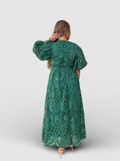 V-neck hollow embroidery dress