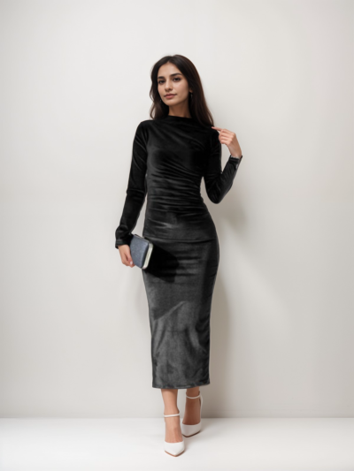 Round Neck Long Sleeve Dress