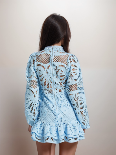 Long Sleeve Hollow Lace Dress