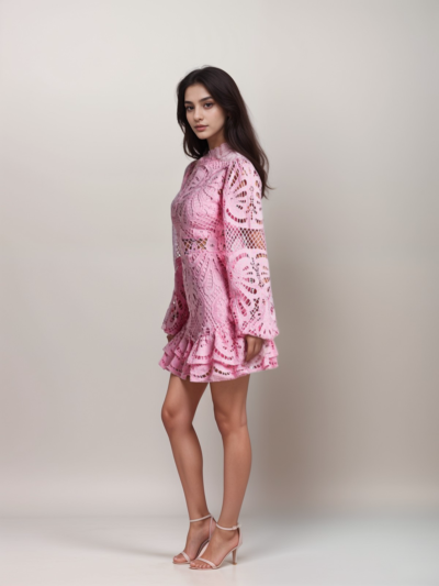 Long Sleeve Hollow Lace Dress