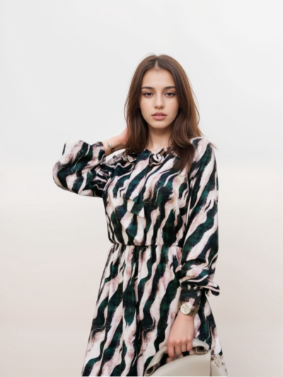 Bow Tie Waist Long Sleeve Dress