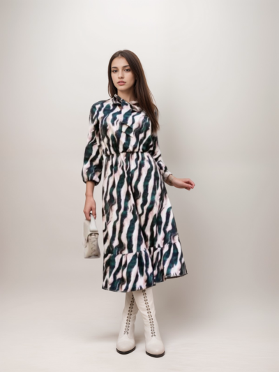 Bow Tie Waist Long Sleeve Dress
