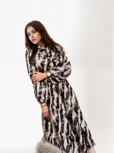 Bow Tie Waist Long Sleeve Dress
