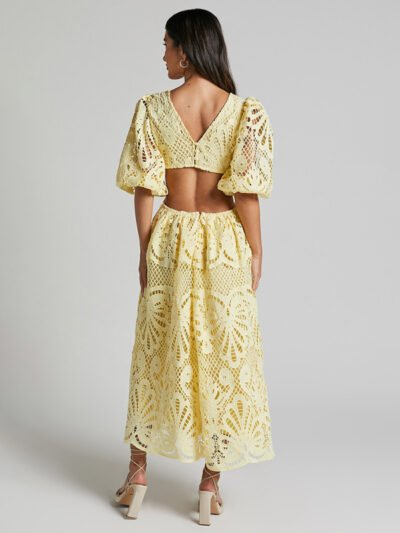 V-neck Lace Embroidery Waist-baring Dress - Image 6