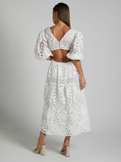 V-neck Lace Embroidery Waist-baring Dress - Image 15