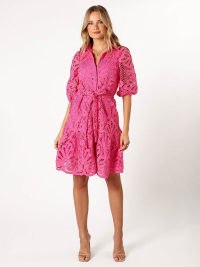 Mid-Sleeve Commuter Button Shirt Dress - Image 16