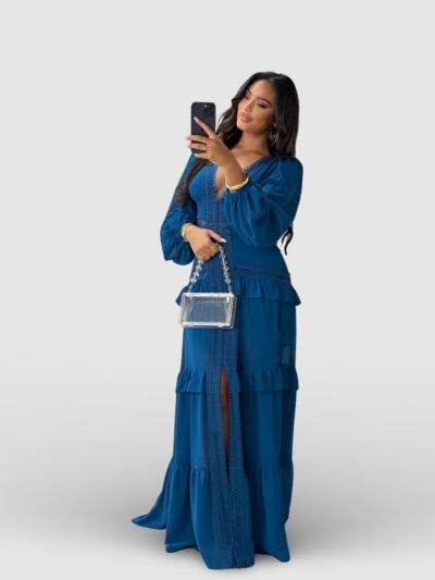 Elegant patchwork V-neck dress