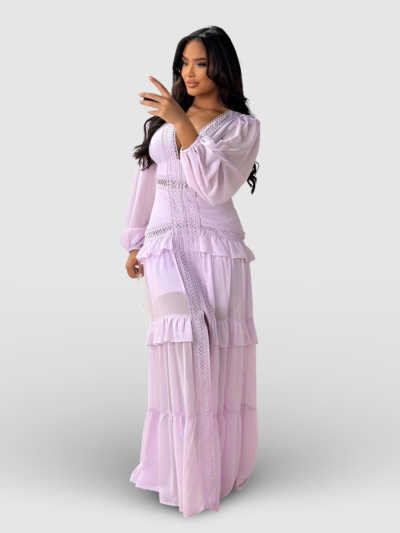Elegant patchwork V-neck dress