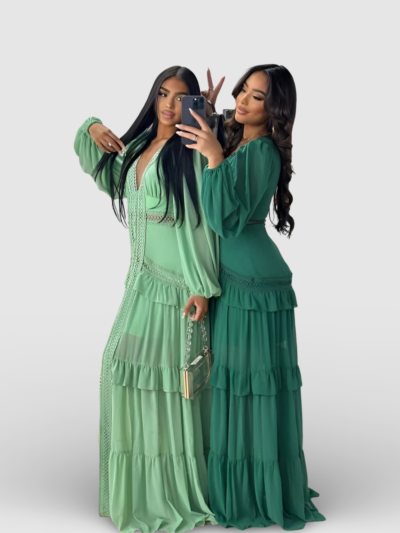 Elegant patchwork V-neck dress