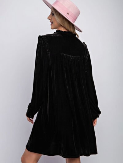 Velvet solid color loose straight dress - Image 5