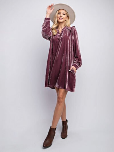 Velvet solid color loose straight dress - Image 6