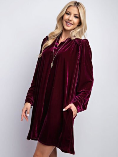 Velvet solid color loose straight dress - Image 8