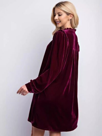 Velvet solid color loose straight dress - Image 7