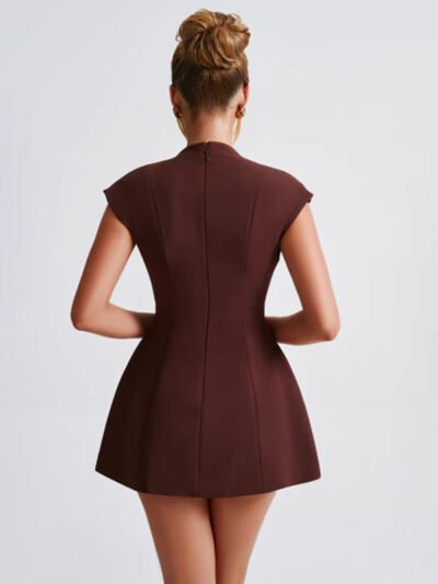 V-neck high waist mini dress - Image 5