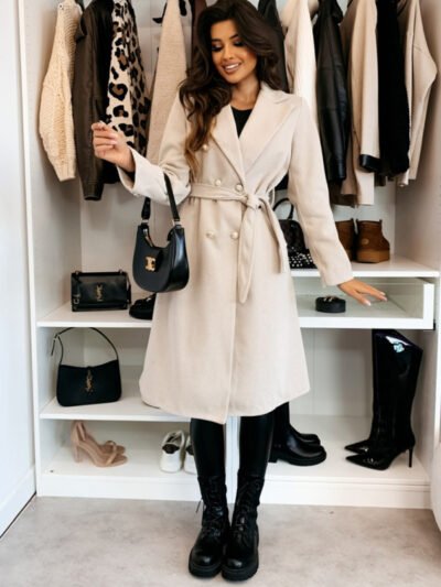 Tie-strap woolen coat - Image 10