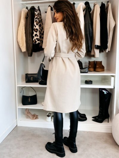 Tie-strap woolen coat - Image 9