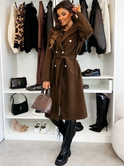 Tie-strap woolen coat - Image 16