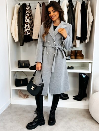 Tie-strap woolen coat - Image 13