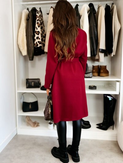 Tie-strap woolen coat - Image 8