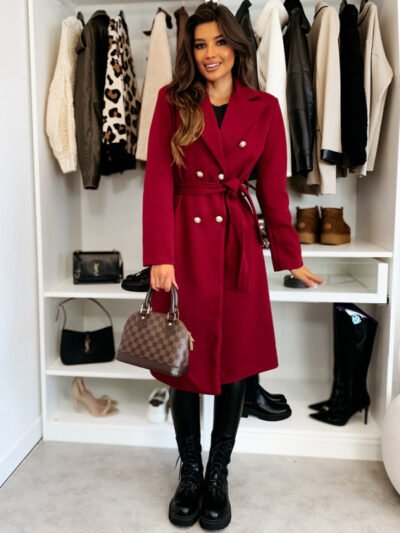 Tie-strap woolen coat - Image 7