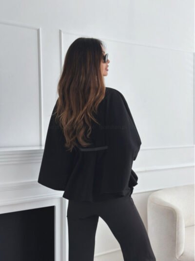 Waist Tie Woolen Cape Jacket - Image 11