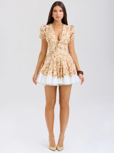 V-neck waist tutu skirt holiday dress - Image 6