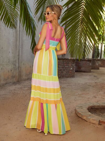 Backless Multicolor Block Dress - Image 3