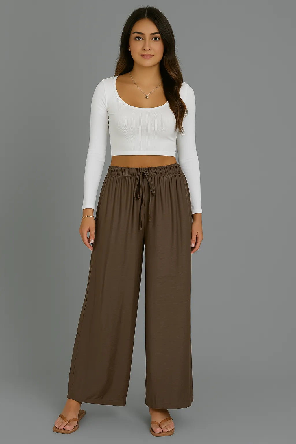 Brown wide-leg pants