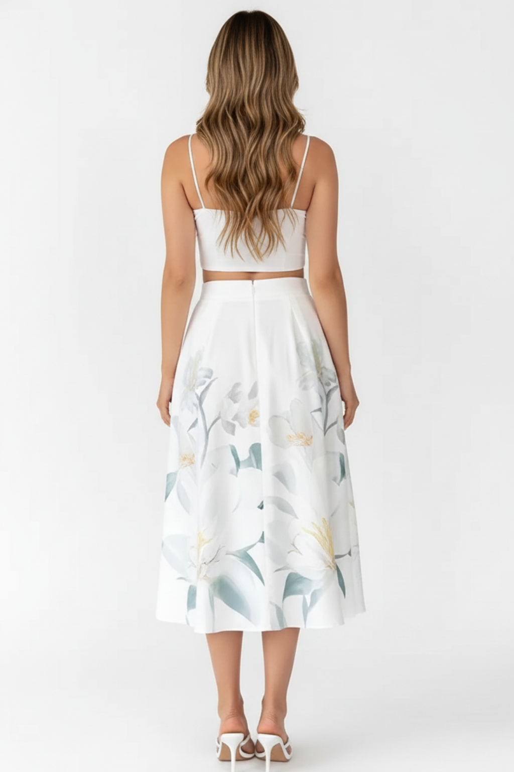 Casual Floral Button Skirt