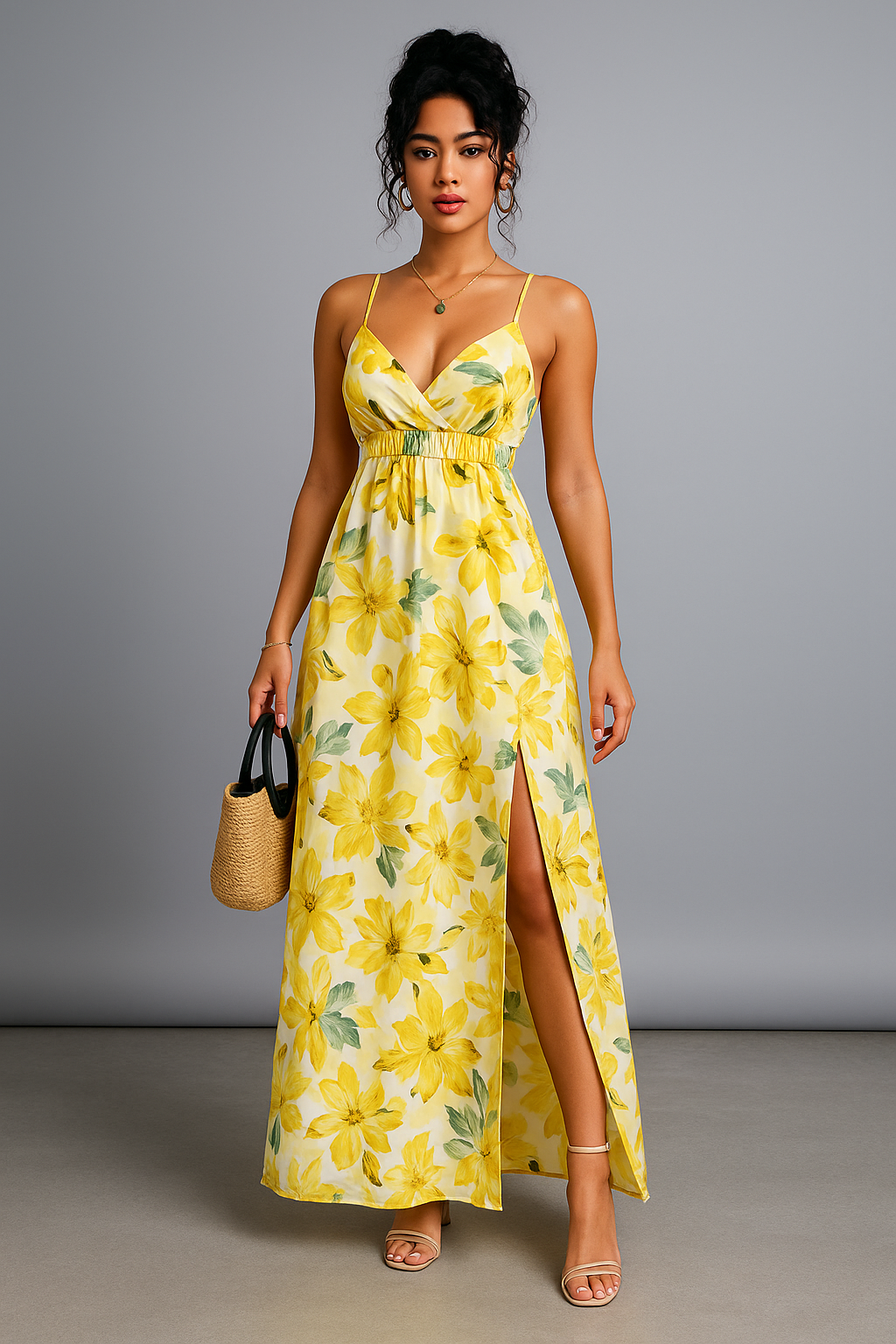 Elegant suspender long dress