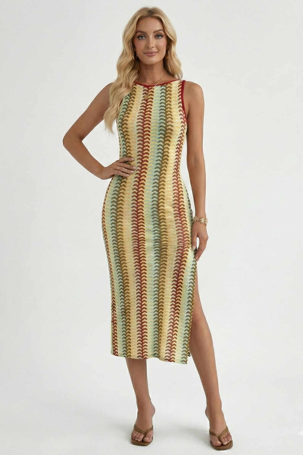 Crew neck sleeveless slim dress