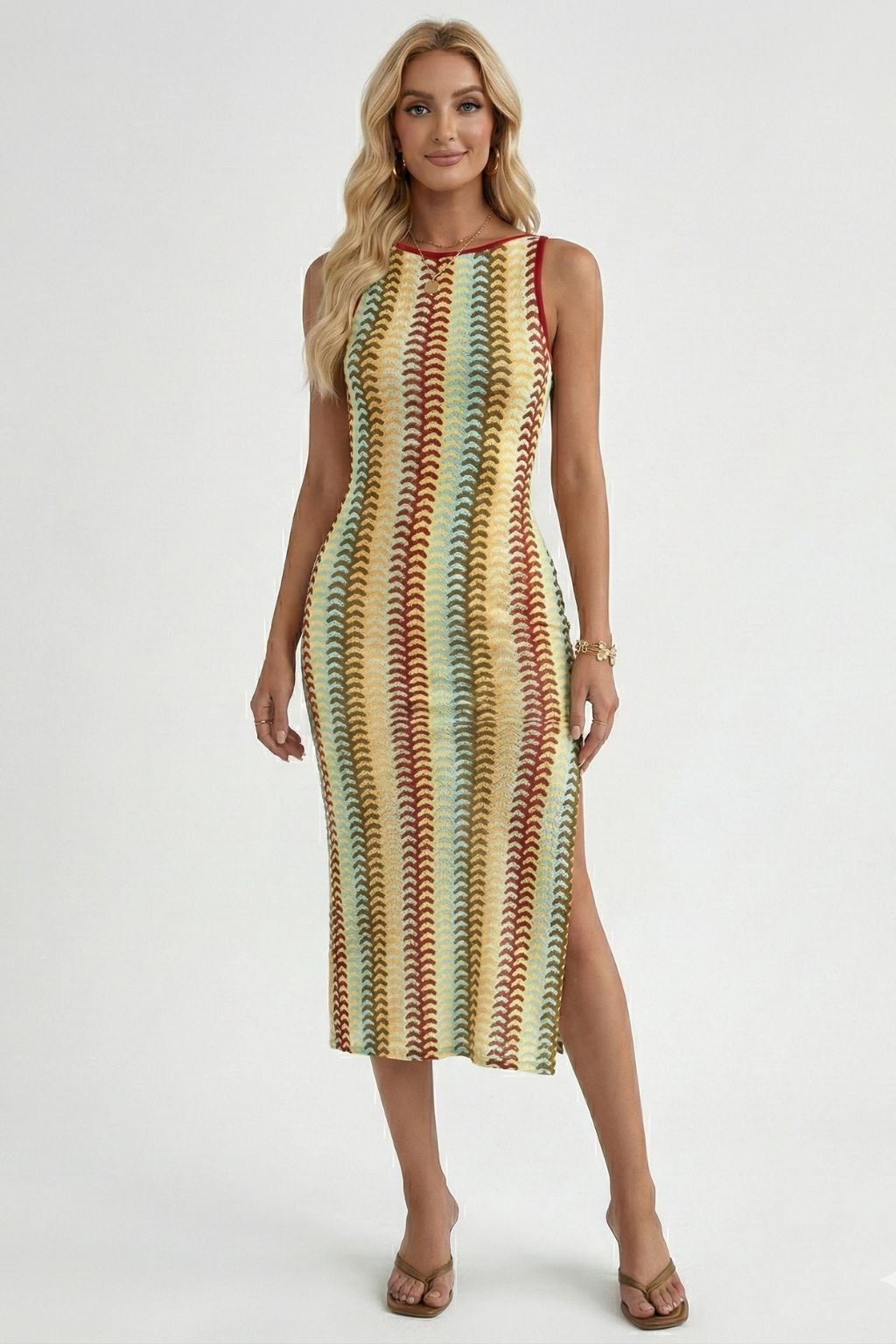 Crew neck sleeveless slim dress