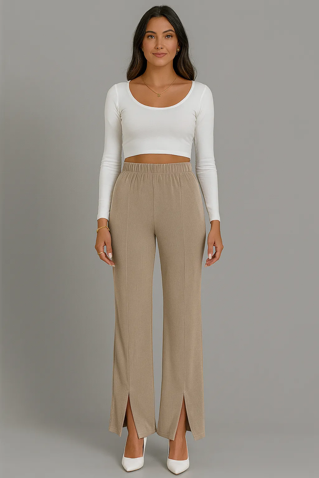 Cropped Slit Pants